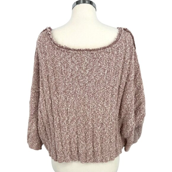 Free People Good Day Cropped Sweater Mauve Boucle Knit Size Small - Picture 7 of 13
